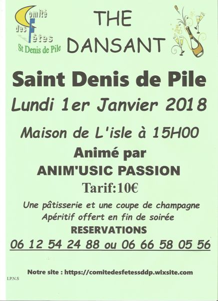 THÉ DANSANT DU 1er  JANVIER 2018