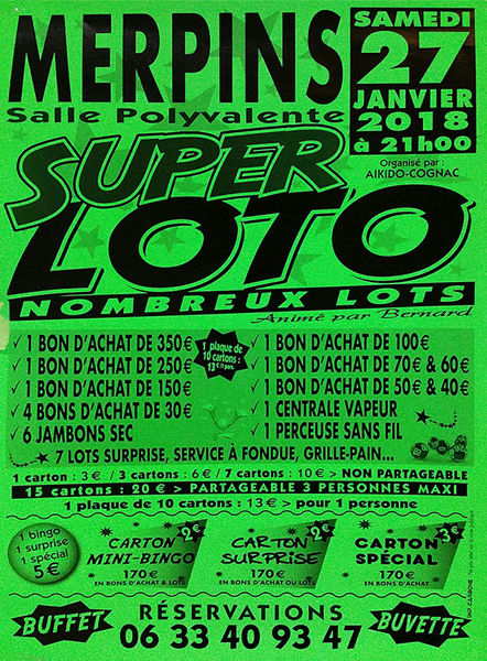 SUPER LOTO à MERPINS (Salle polyvalente)