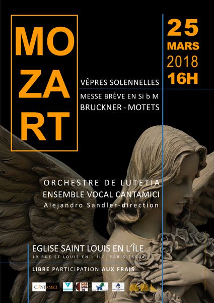 Concert Mozart et Bruckner: Orchestre de Lutetia et Ensemble vocal Cantamici