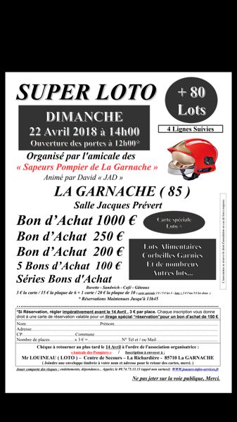 Super loto des Sapeurs Pompiers