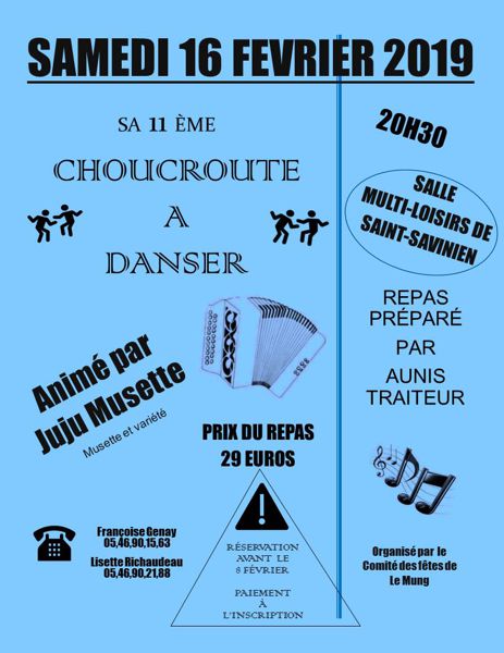 CHOUCROUTE DANSANTE LE 16 FEVRIER 2019