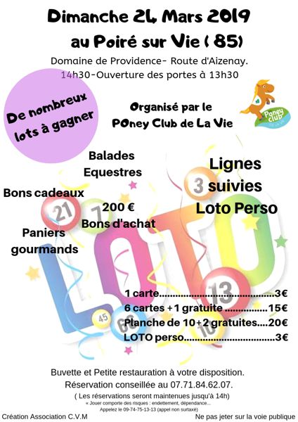 Le loto du Poney Club de la Vie