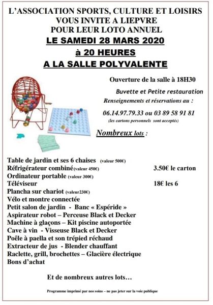 Loto organisé par l'ASL 28 mars