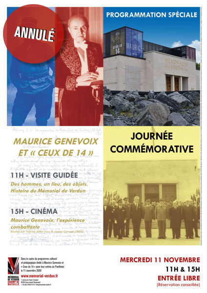Annulé / Journée commémorative - hommage à Maurice Genevoix et « Ceux de 14 »