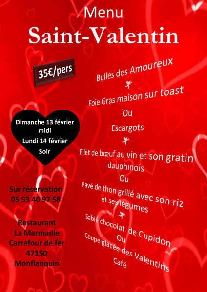 Menu St-Valentin