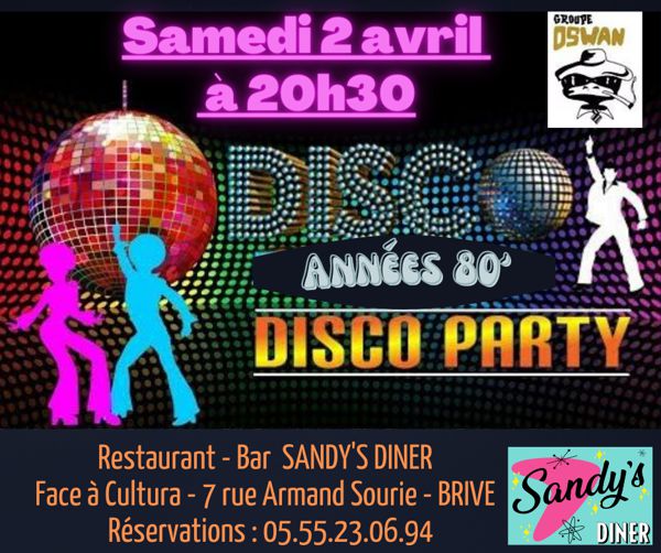 Dîner dansant - Disco - Années 80' - Samedi 2 avril 2022 à 20h30