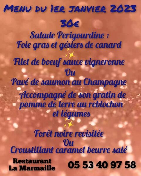 Menu 1er janvier 2023