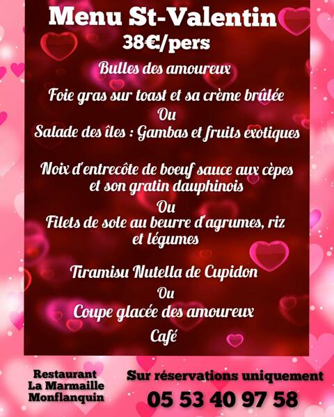 Menu St-Valentin