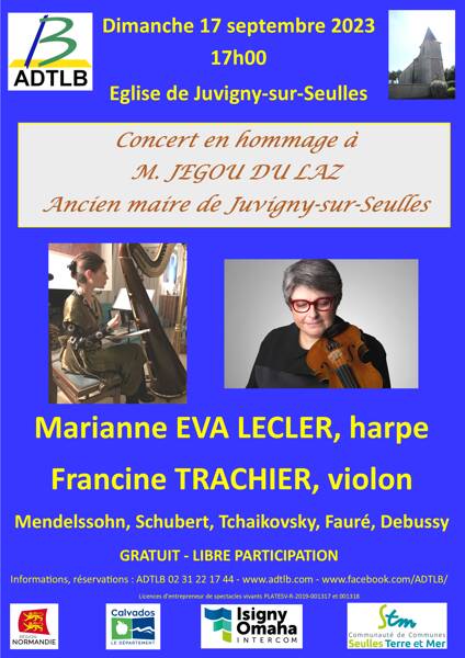 Concert de Marianne EVA LECLER, harpe et Francine TRACHIER, violon 