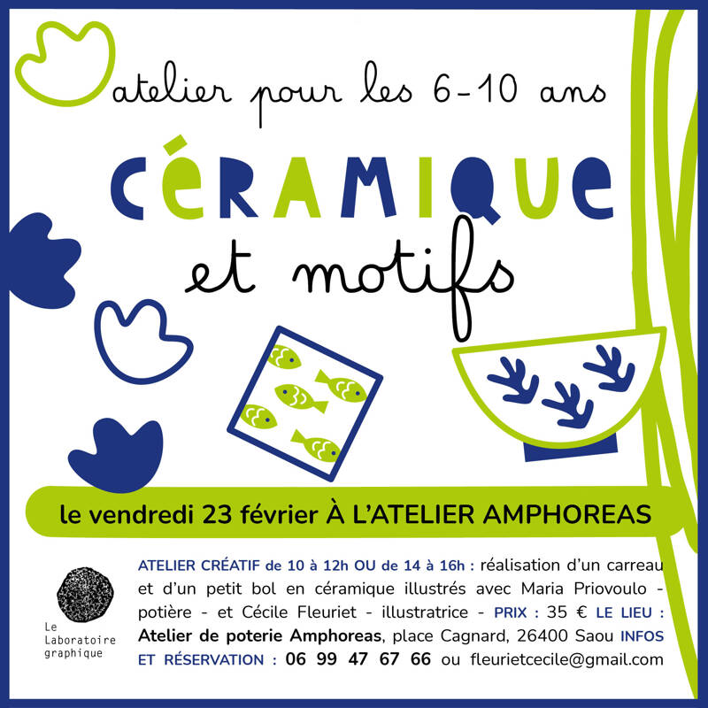 Atelier céramique et motifs pour les 6-10 ans