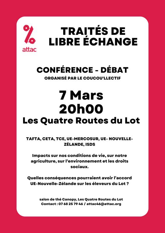 Conférence-débat : Les traités de libre-échange