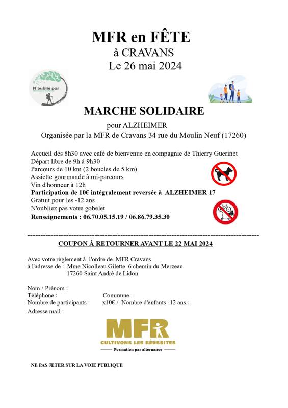 marche solidaire de  MFR cravans pour Alzheimer