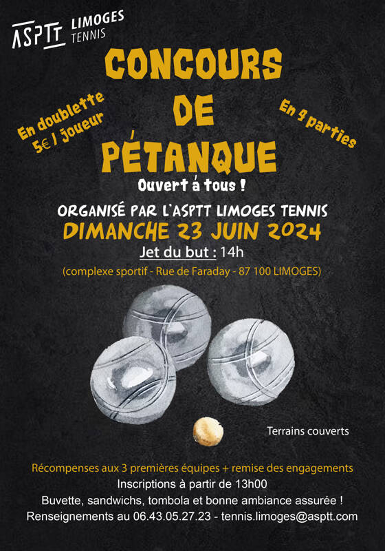 Concours de Pétanque de l'ASPTT Limoges Tennis