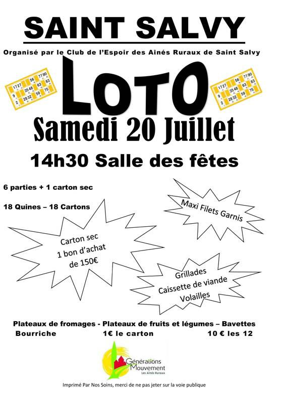 LOTO SAINT SALVY CLUB DE L'ESPOIR - AINES RURAUX