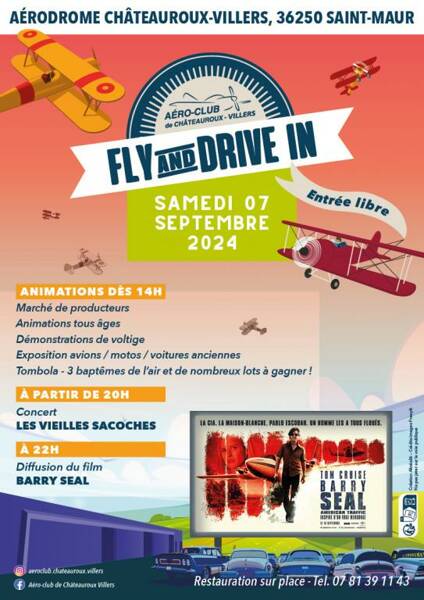 Cinéma en plein air et nombreuses animations à l’aérodrome de Châteauroux-Villers Samedi 7 septembre 2024 à partir de 14h