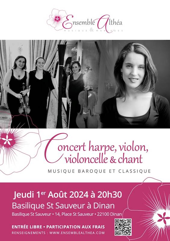 Concert harpe violon violoncelle et soprano - musique classique sacrée