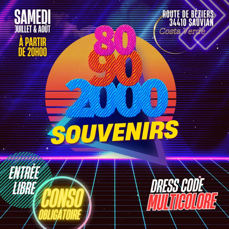 soirée Souvenirs 80, 90 et 2000 au Costa Verde