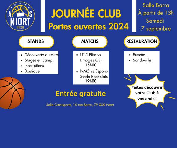 Journée Club et Portes Ouvertes - A.S. Niort Basket - 7 septembre 2024