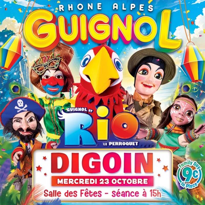 Guignol Rhône Alpes et Rio le majestueux perroquet