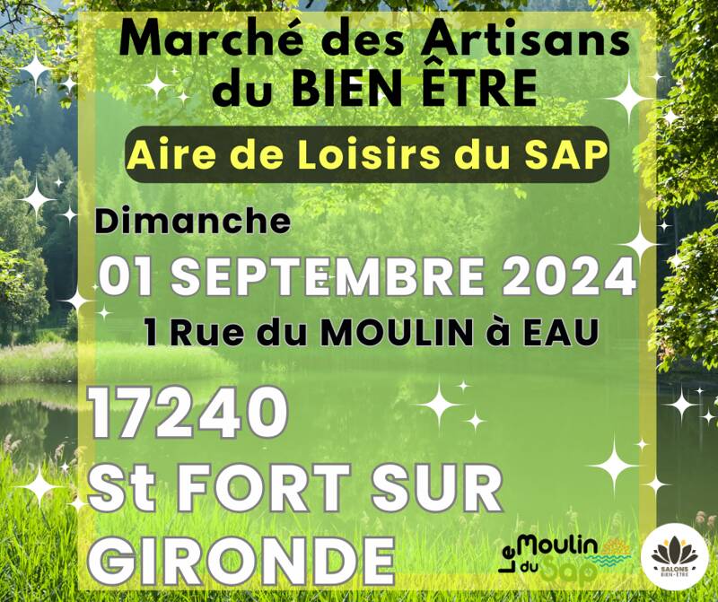 DIMANCHE 01 septembre - 17240 ST FORT SUR GIRONDE - Mini Marché Salon des ARTISANS du Bien être et créateurs