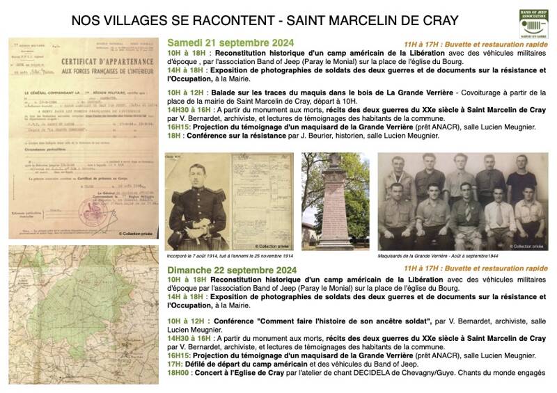 Journées du Patrimoine - Nos villages se racontent - Saint Marcelin de Cray d'une grande guerre à l'autre