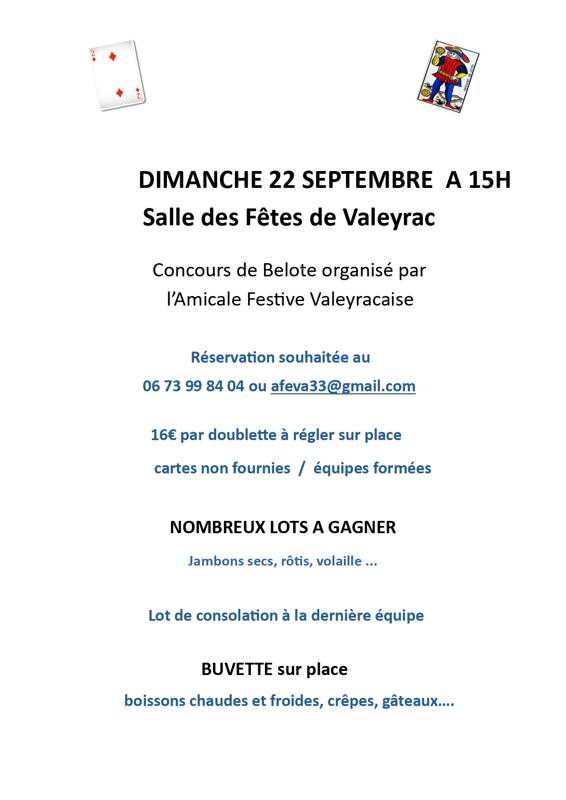 Concours de belote du 22 septembre