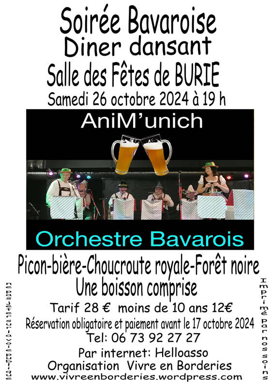 Soirée choucroute, dîner bavarois et soirée dansante