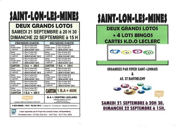 DEUX GRANDS LOTOS BINGOS