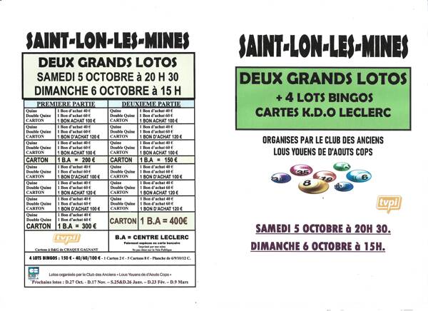 DEUX GRANDS LOTOS BINGOS