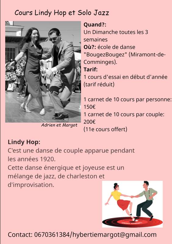 Cours de danse Lindy Hop et Salsa