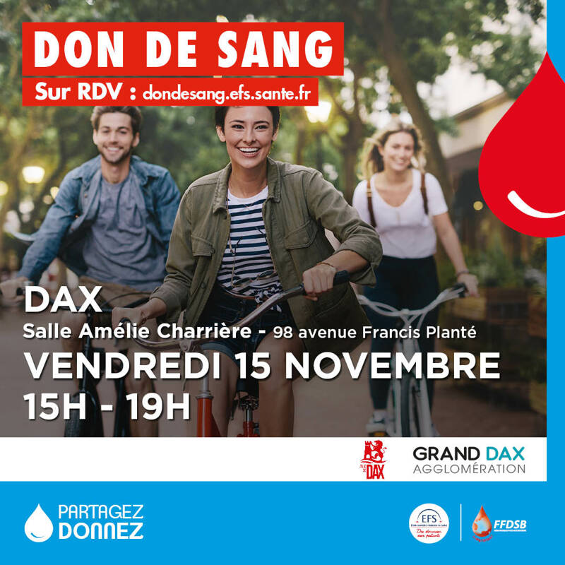 Collecte de sang vendre 15 novembre 2024