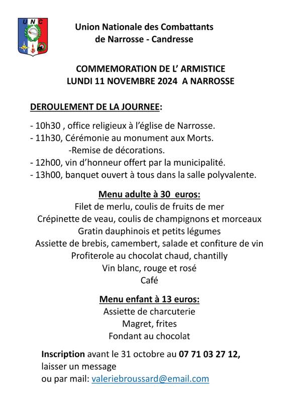 Repas commémoration de l'armistice