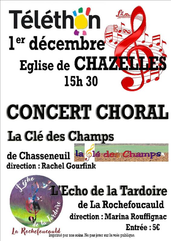 2 CHORALES en CONCERT pour le TÉLÉTHON