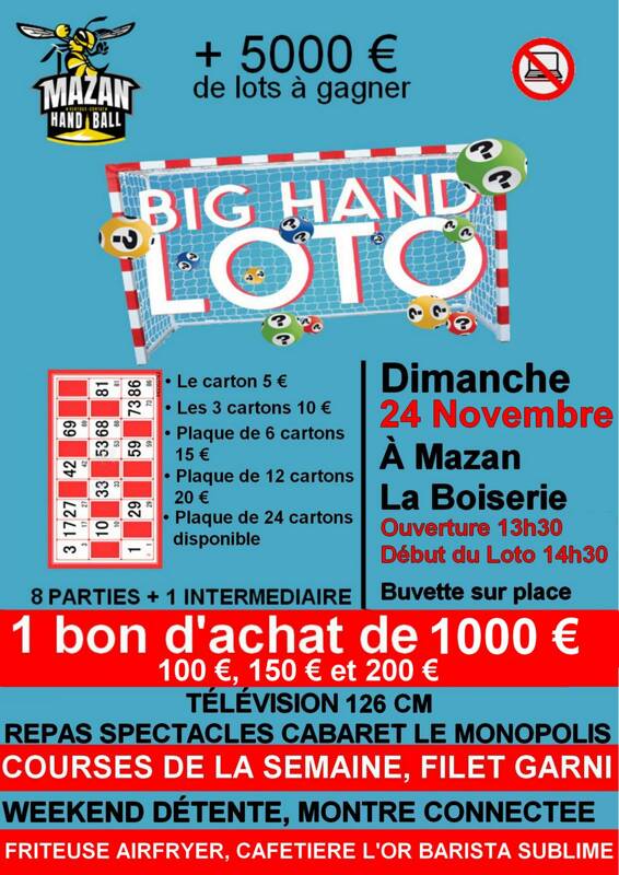 LE GRAND LOTO DU HANDBALL DE MAZAN