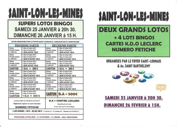 DEUX GRANDS LOTOS BINGOS