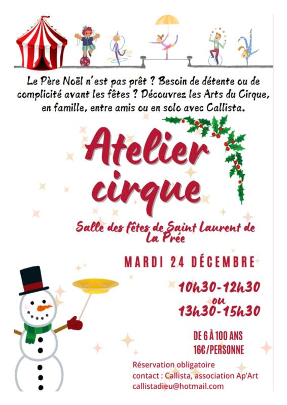 Atelier Cirque, vacances de Noël