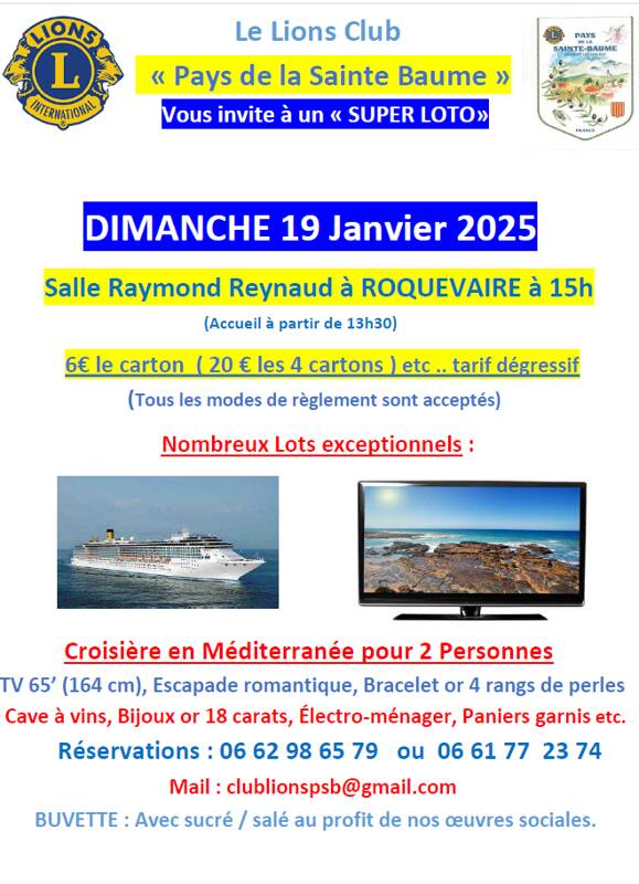 Loto du Lions club Pays de la Ste Baume