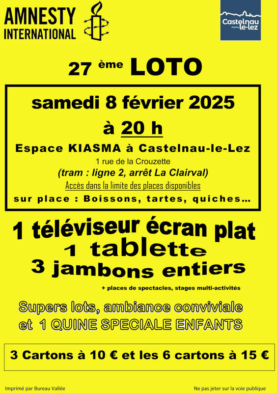 LOTO annuel d'Amnesty International Montpellier