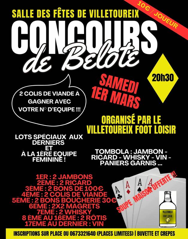 Concours de belote du Villetoureix Foot Loisir