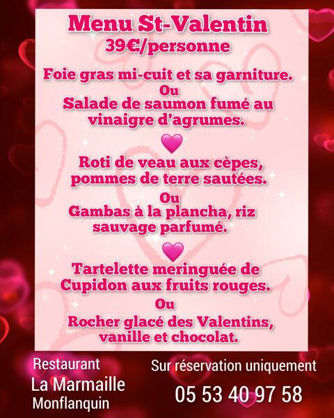 Menu St-Valentin