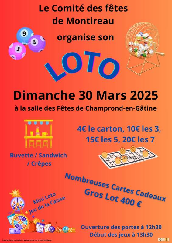 Loto du Comité des Fêtes de Montireau