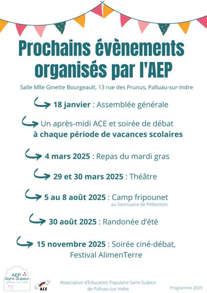 Manifestations organisées par l'AEP Saint-Sulpice de Palluau-sur-Indre