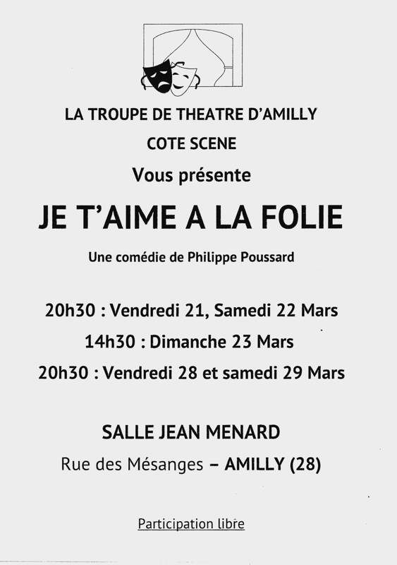 Pièce de théâtre : Je T'aime à La Folie