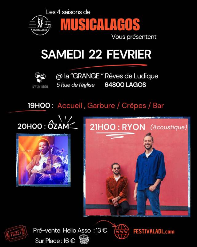 CONCERT MUSICALAGOS: OZAM ET RYON ACOUSTIQUE