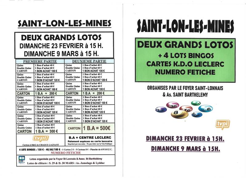 SUPER LOTO BINGOS AVEC FETICHE