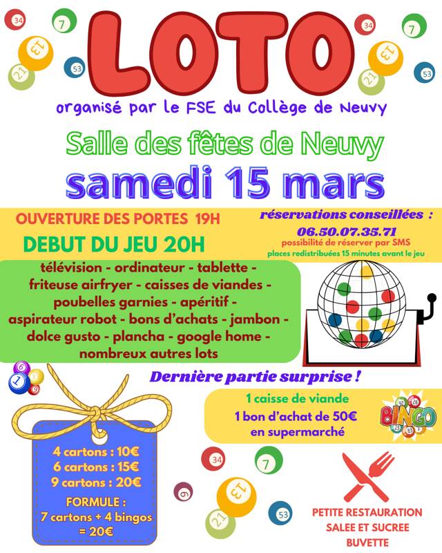 Loto FSE du collège de Neuvy