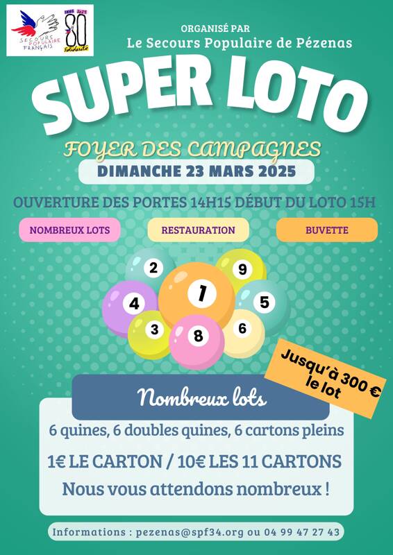 Loto du Secours Populaire Français comité de Pézenas