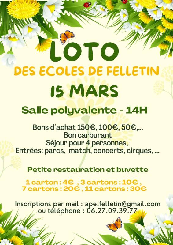 Loto de l'association des parents d'élèves de Felletin