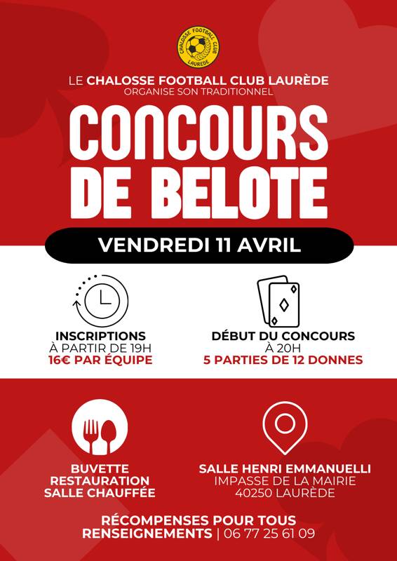 Concours de Belote du Chalosse FC Laurède