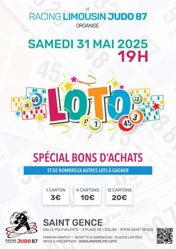 Super loto bons d'achats du Racing Limousin Judo 87